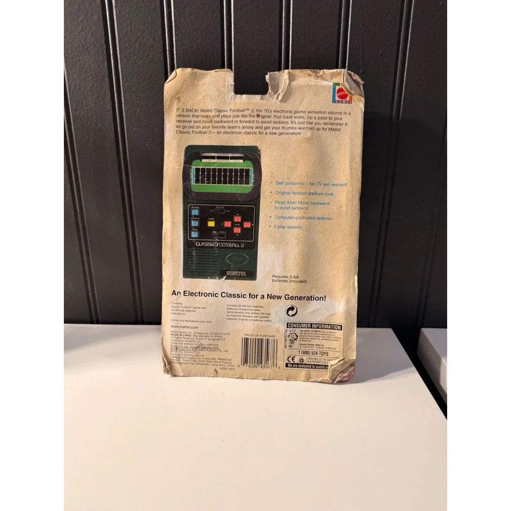 Vintage 2002 Mattel Classic Football 2 Handheld Electronic Video Game - New